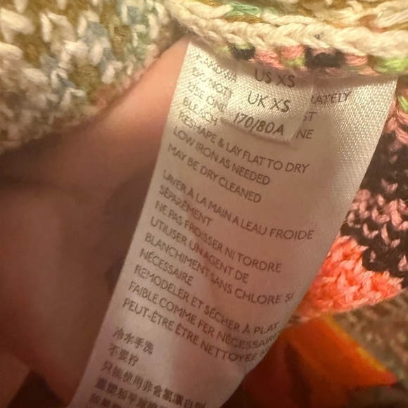 Urban Outfitters Pink and Green Asymmetrical 3/4 Sleeve Crop Top Sweater - Picture 7 of 7